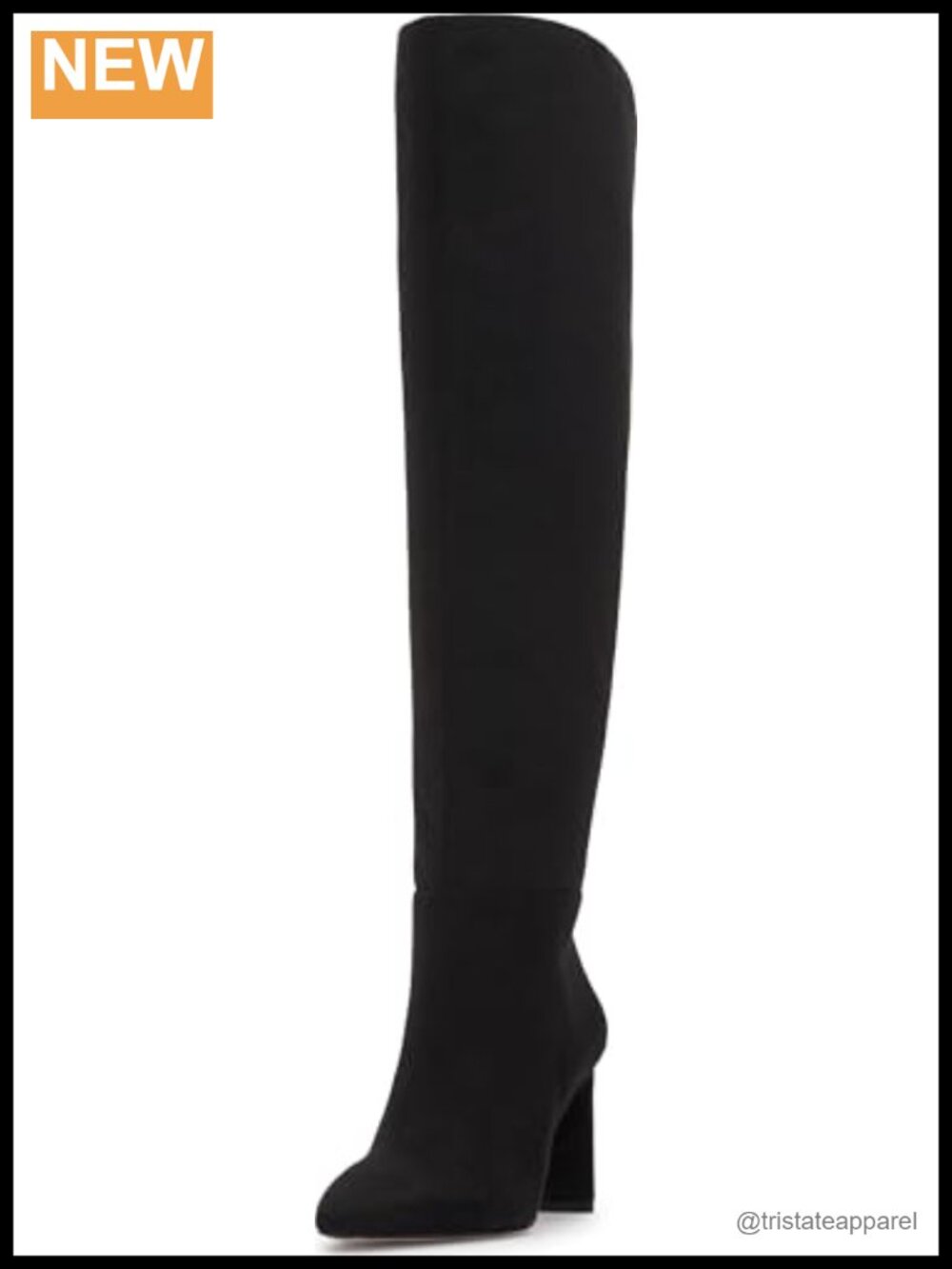Faux Leather Pointed Toe Over-the-Knee Block Heel Boots
